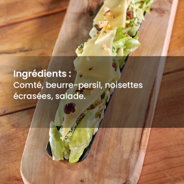 Sandwich Le Comtois Ingrédients : Comté, beurre-persil, noisettes écrasées, salade. 3 sortes de pains disponibles : baguette,...
